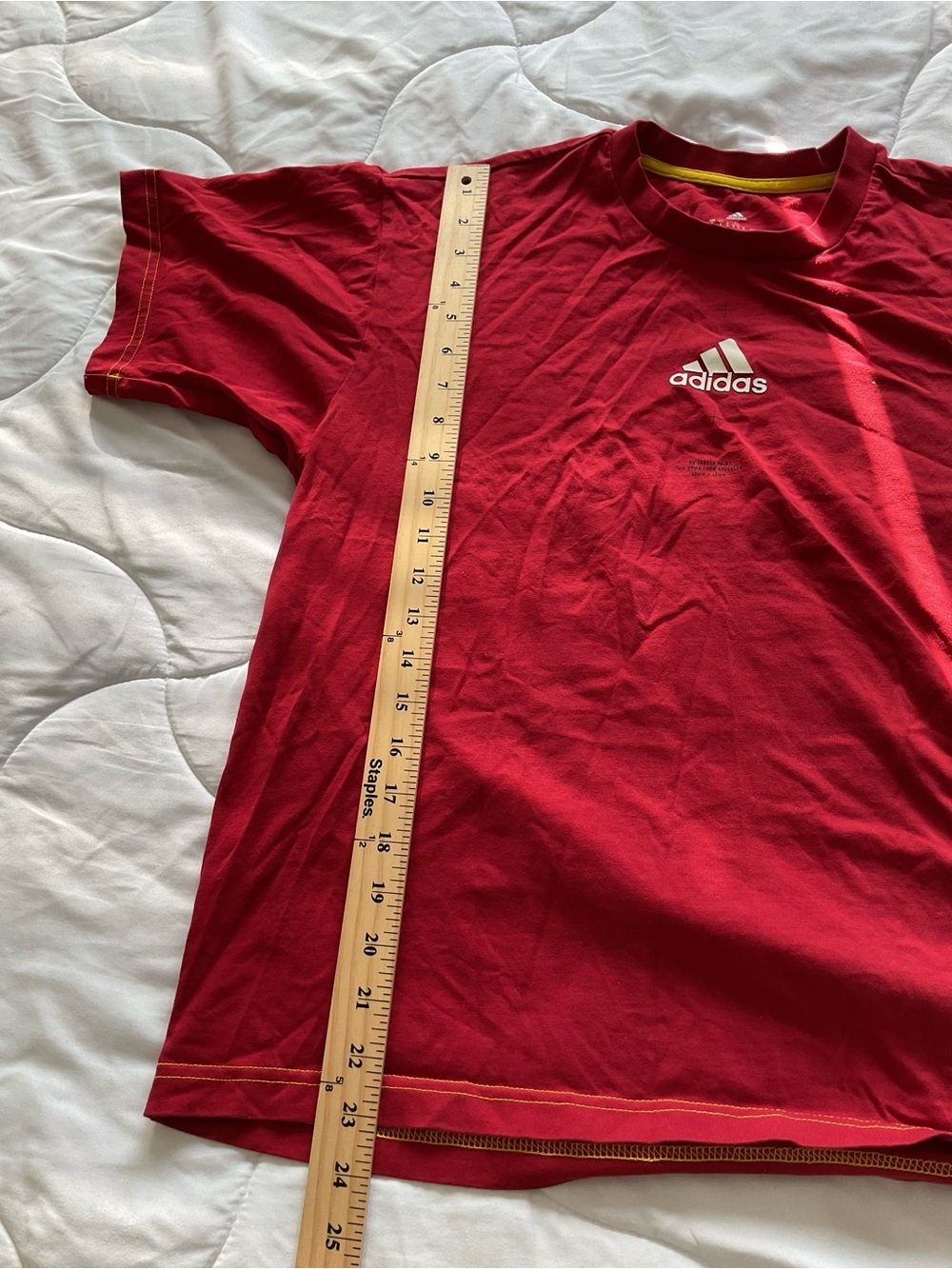 adidas Men’s Red Crew Tee with White Logo - Picture 5 of 9